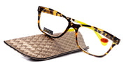 Milan, (Premium) Reading Glasses HighEnd Reader +1.25..+3 Magnifying Optical Square Style Tortoise Brown n (Yellow) NY Fifth Avenue