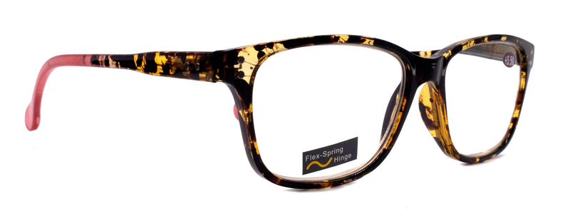 Milan, (Premium) Reading Glasses High End Reader +1.25..+3 Magnifying, Optical Square Style Tortoise Brown n (Pink) NY Fifth Avenue