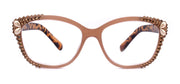 Savannah, (Bling) Women Reading Glasses W (2X line) (L. Colorado, Cooper, Pearl Teardrop) Genuine European Crystals. (Brown) NY Fifth Avenue
