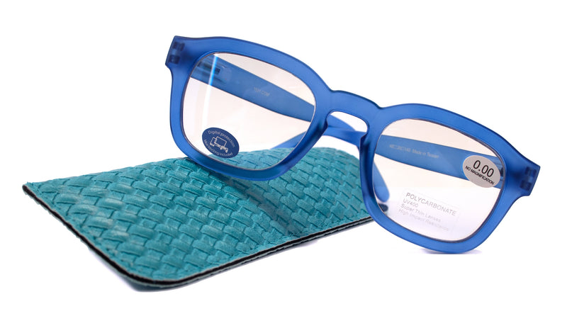 Apollo, (Blue Light Blocker) Reading Glasses, w AR Coating (Anti Glare) Filter, (Navy Blue, Square) No prescription, Gamers NY Fifth Avenue