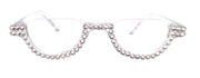 Half Moon Women’s Reading Glasses – Clear Crystals, Translucent Half Frame w Lower Nose Bridge BY NY Fifth Avenue