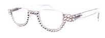 Half Moon Readers, (Bling) Reading Glasses For Woman W (Clear) Genuine European Crystals, (Translucent) Half Rim Glasses, NY Fifth Avenue