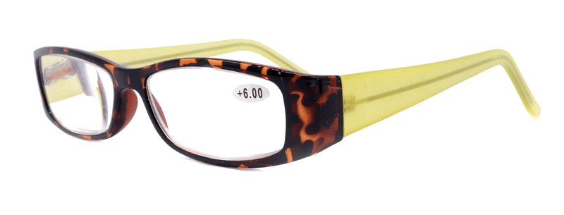 All Favorite, (Premium) Reading Glasses High End Fashion Reader Rectangular Style (Lime Green, Tortoise Brown) +4 +4.5 +5 +6 NY Fifth Avenue