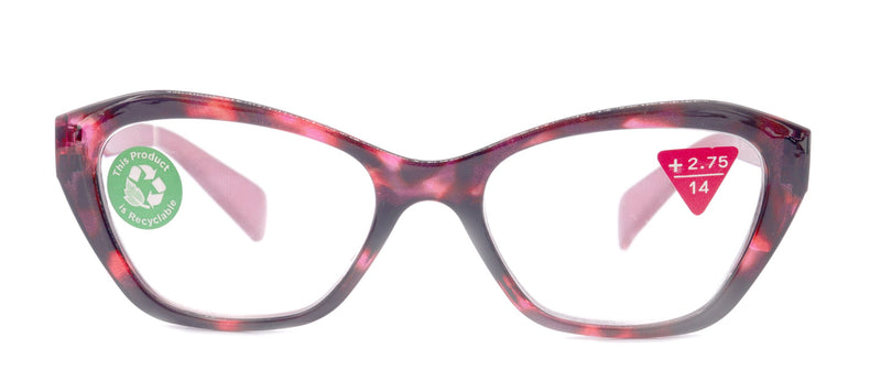 Jane, (Premium) Reading Glasses, High End Readers +1.25..+3 Magnifying Glasses (Pink, Tortoise Shell) Cat Eye NY Fifth Avenue