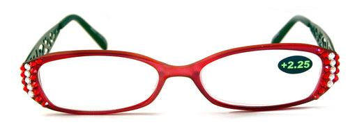 Phoenicia, (Bling) Women Reading Glasses W (Light Siam, Clear) Genuine European Crystals (Red, Green) (Filigree Temple) NY Fifth Avenue.