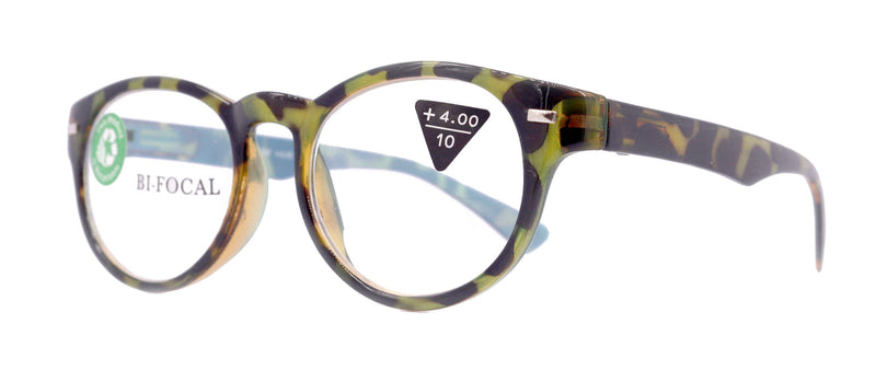 Brook, (Line Bifocal) (Premium) Reading Glasses, High-End Readers 1.25 to 3 Magnifying, Fashion Round (Tortoise Brown, Blue) NY Fifth Avenue