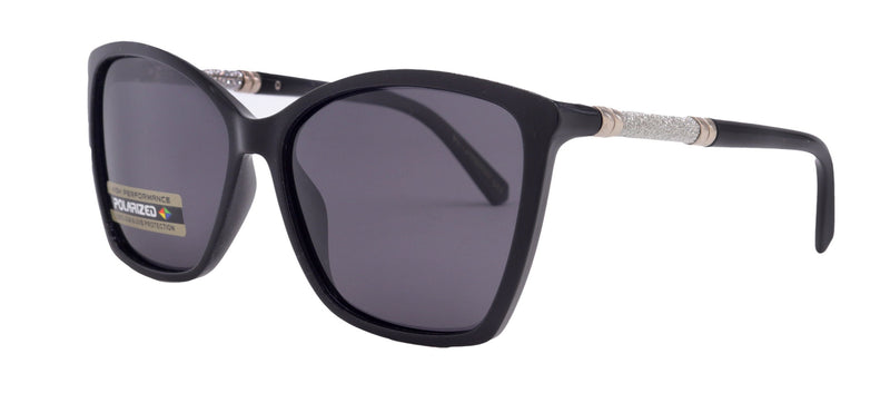 Andalusia, (Polarized) Women Sunglasses, 1.1mm Polarized Grey Lenses, 100% UVA UVB Protection (Black, Square) (Silver) NY Fifth Avenue