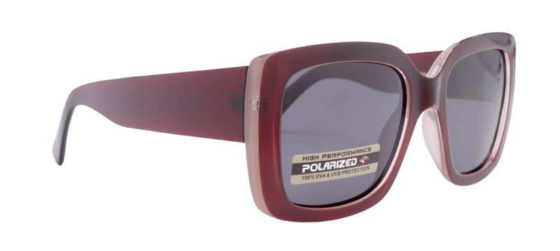 Lily, (Polarized) Women Sunglasses 1.1mm Polarized Grey Lenses, 100% UVA B Protection (Two Tone, Burgundy) Big Square, NY Fifth Avenue