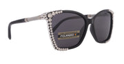 Andalucía, (Polarized) (Bling) Women Sunglasses W (Clear) Genuine European Crystals, Large Cat Eye Frame. UVA UVB NY Fifth Avenue.
