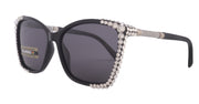 Andalucía, (Polarized) (Bling) Women Sunglasses W (Clear) Genuine European Crystals, Large Cat Eye Frame. UVA UVB NY Fifth Avenue.