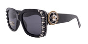 Western Rope edge Concho w/ Genuine European Crystals Women Bling Sunglasses