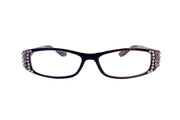 Lyon, (Bling) Reading Glasses with (Black Diamond, Hematite) (Dragon scale Pattern) Rectangular (Black) NY Fifth Avenue