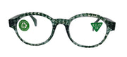 The Alchemist, (Premium) Reading Glasses, High End Readers, Magnifying Eyeglasses, (Green Translucent) (Round) (Houndstooth) NY Fifth Avenue