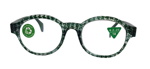 The Alchemist, (Premium) Reading Glasses, High End Readers, Magnifying Eyeglasses, (Green Translucent) (Round) (Houndstooth) NY Fifth Avenue