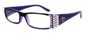 French Fleur De Lis Women's Reading Glasses – Purple Rectangular Frame with European Crystals