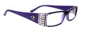 French Fleur De Lis Women's Reading Glasses – Purple Rectangular Frame with European Crystals