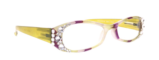 Dashing Stripes, (Bling) Women Reading Glasses W (Lime Green, purple) Oval. NY Fifth Avenue