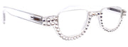Half Moon Women’s Reading Glasses – Clear Crystals, Translucent Half Frame w Lower Nose Bridge BY NY Fifth Avenue