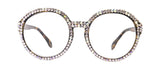 Jackie O, BLING Women Reading Glasses, Clear and Aurora Borealis (Leopard) (Oversize Large Round) Magnifying Eyeglasses, NY Fifth Avenue