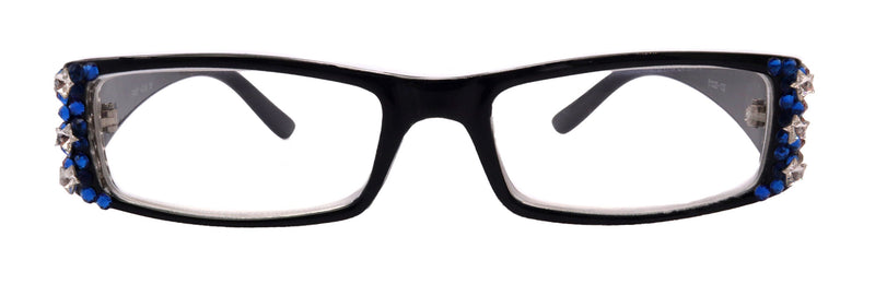 The French, (Bling) (Fleur De Lis) Women Reading Glasses W Patriotic Red, White n Blue USA Flag Crystals NY Fifth Avenue