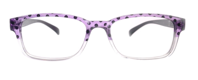 Julia, Premium Reading Glasses High End Reading Glass +.50 to +6 magnifying glasses (Purple Polka Dot) (Square) optical Frames