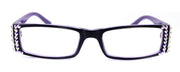 French Fleur De Lis Women's Reading Glasses – Purple Rectangular Frame with European Crystals
