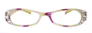 Dashing Stripes, (Bling) Women Reading Glasses W (Lime Green, purple) Oval. NY Fifth Avenue