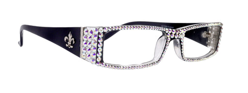 The French, ( Full Bling) (Fleur De Lis) Women Reading Glasses W (AB Aurora Borealis) Genuine European Crystals , NY Fifth Avenue