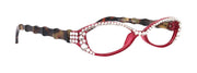 Lucky, Bling Reading Glasses, High End Readers +1.25 +1.50 +1.75 .. +3 Cat Eye. Bamboo Temple. (Red) Optical Frames NY Fifth Avenue.