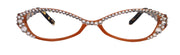 Lucky, Bling Reading Glasses, High End Readers +1.25 +1.50 +1.75 .. +3 Cat Eye. Bamboo Temple. (Orange) Optical Frames NY Fifth Avenue.