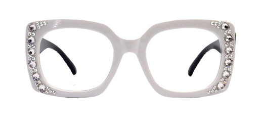 Tokio Bling Reading Glasses, White With Black , Large Frame, High End Readers, Bifocal, Sun readers, Trendy Style, NY Fifth Avenue