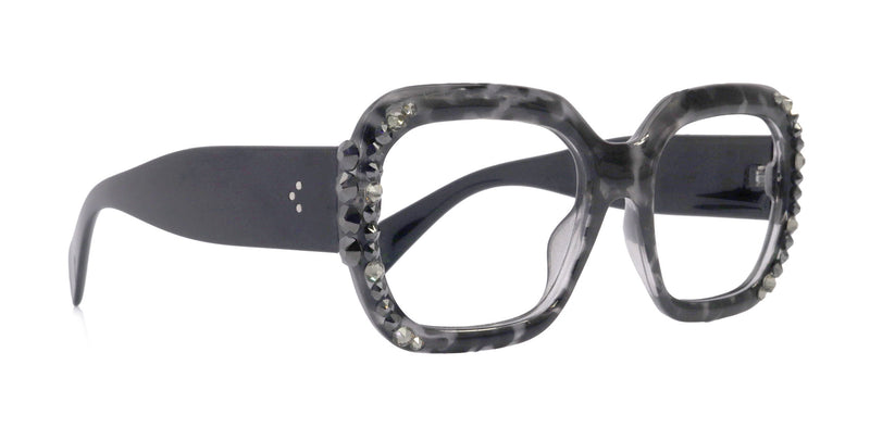 Larissa Oversized Bling Reading Glasses, Grey, Large Frame, High-End Readers, Bifocal, Reading Sunglasses, Trendy Style, NY Fifth Avenue