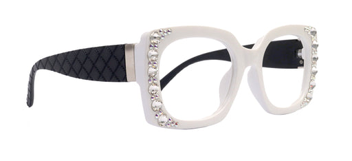 Tokio Bling Reading Glasses, White With Black , Large Frame, High End Readers, Bifocal, Sun readers, Trendy Style, NY Fifth Avenue