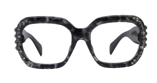 Larissa Oversized Bling Reading Glasses, Grey, Large Frame, High-End Readers, Bifocal, Reading Sunglasses, Trendy Style, NY Fifth Avenue