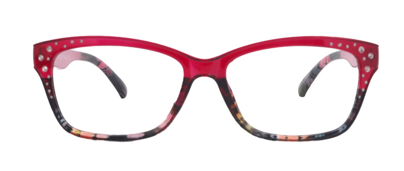 Miriam (Premium) Reading Glasses, High End Readers, Magnifying Glasses (Square) Women Rhinestone bling (Dark Pink) NY Fifth Avenue