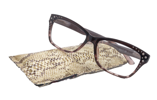Miriam (Premium) Reading Glasses, High End Readers, Magnifying Glasses (Square) Women Rhinestone bling (Brown) NY Fifth Avenue