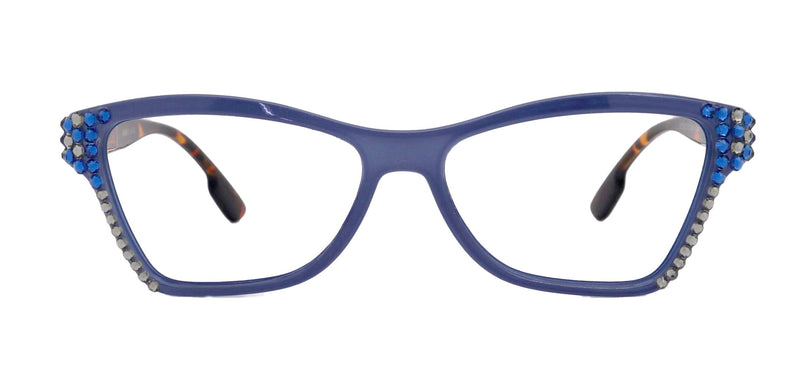 Avian, (Bling) Women Reading Glasses w (Blue n Black Diamond) Genuine European Crystals, Magnifying Cat Eye (Green) NY Fifth Avenue