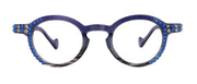 Orlando Bling Reading Glasses, W Capri Blue N Black Diamond European crystals, Magnifying Eyeglasses, (Blue) (Round) NY Fifth Avenue