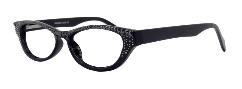 Felina Bling Cat Eyes, Women Reading Glasses Adorned W (Hematite) Genuine European Crystals ( Black) Frame, NY Fifth Avenue.