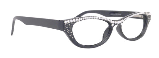 Felina Bling Cat Eyes, Women Reading Glasses Adorned W (Clear) Genuine European Crystals ( Black) Frame, Full top NY Fifth Avenue.