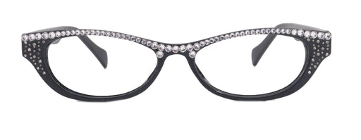 Felina Bling Cat Eyes, Women Reading Glasses Adorned W (Clear) Genuine European Crystals ( Black) Frame, Full top NY Fifth Avenue.