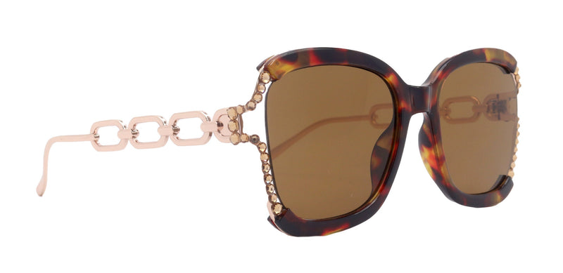 Poppy Glamorous Bling Square Women Sunglasses W Genuine European Crystals, 100% UV Protection. NY Fifth Avenue