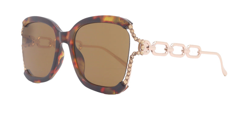 Poppy Glamorous Bling Square Women Sunglasses W Genuine European Crystals, 100% UV Protection. NY Fifth Avenue