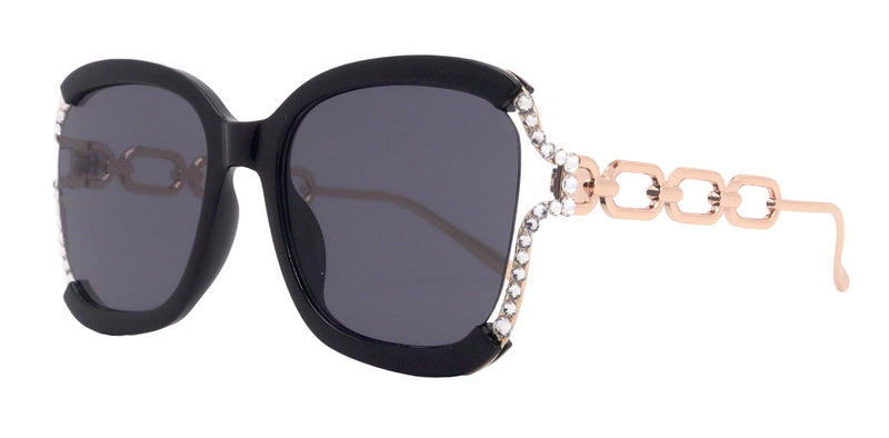 Poppy Bling Square Women Sunglasses W Genuine European Crystals, 100% UV Protection. NY Fifth Avenue