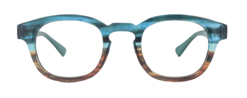 Sorbet Premium Reading Glasses High End Readers +1.25 .. +3.00 (Blue, Brown Transparent) Round Optical Frames. NY Fifth Avenue.