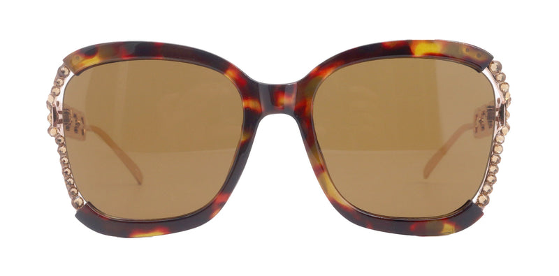 Poppy Glamorous Bling Square Women Sunglasses W Genuine European Crystals, 100% UV Protection. NY Fifth Avenue