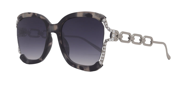Poppy Glamorous Bling Square Women Sunglasses W Clear Genuine European Crystals, 100% UV Protection. NY Fifth Avenue