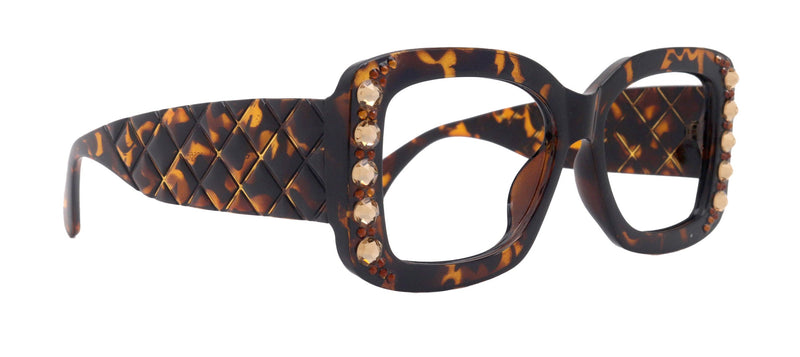 Tokyo, (Bling) Large Women Reading Glasses (Brown) (SV , Line Bifocal, Reading Sunglasses, No Line Bifocals Progressive)