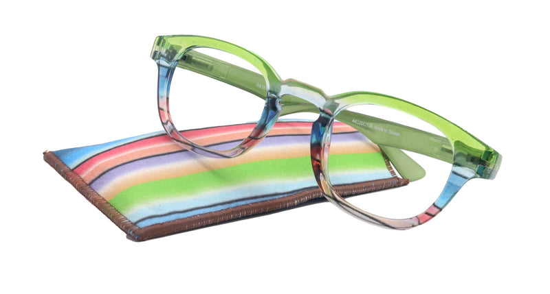 Sorbet Premium Reading Glasses High End Readers +1.25 .. +4.00 (Green Transparent) Round Optical Frames. NY Fifth Avenue.