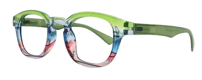 Sorbet Premium Reading Glasses High End Readers +1.25 .. +4.00 (Green Transparent) Round Optical Frames. NY Fifth Avenue.